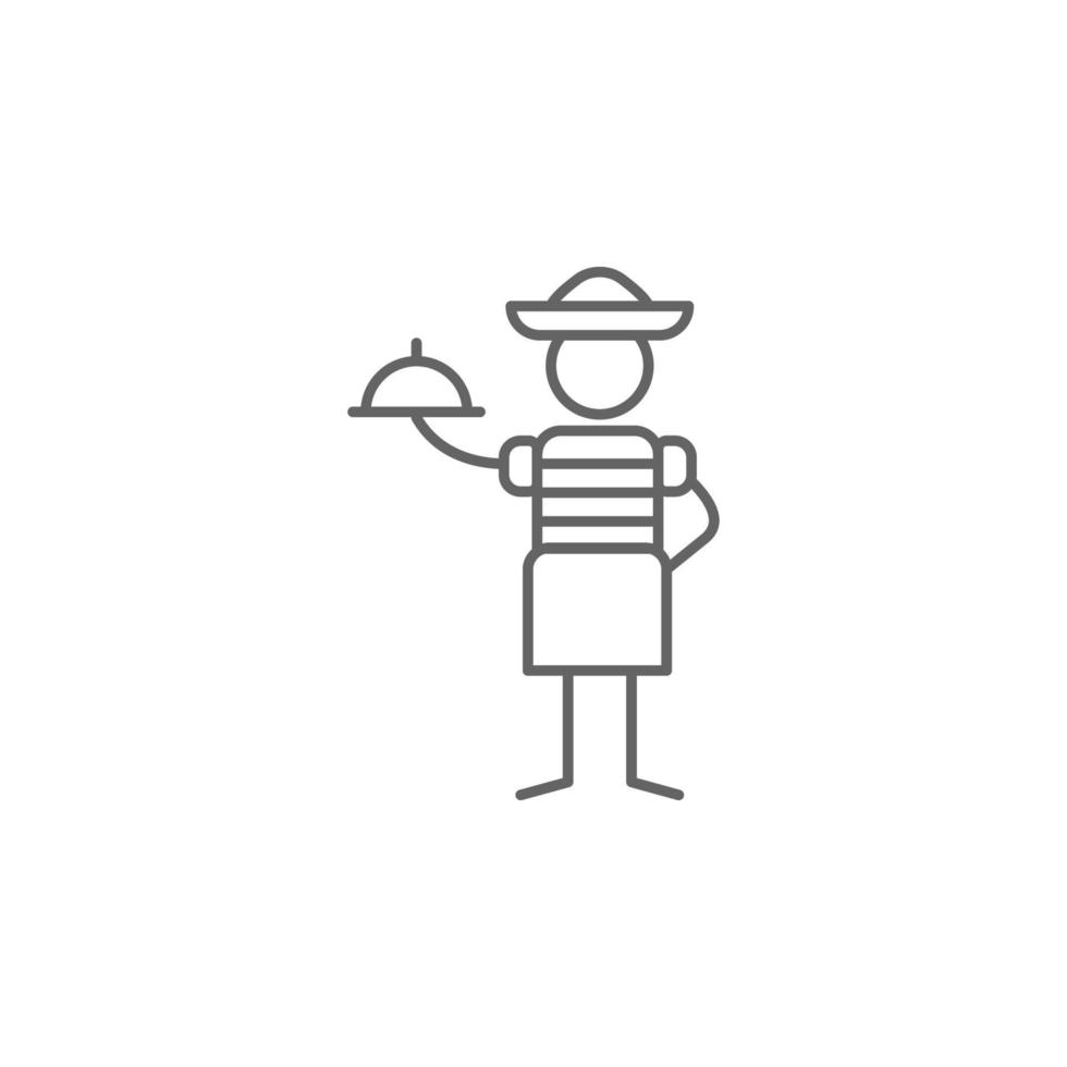 Mexican restaurant, waitress vector icon