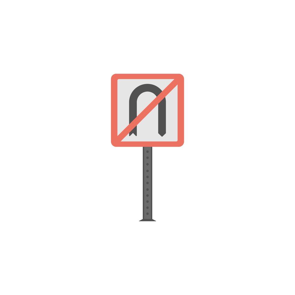 No u turn colored vector icon