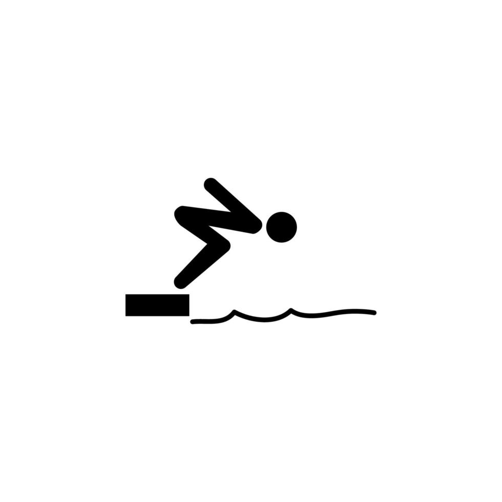 Swimmer jumping from starting block in pool vector icon