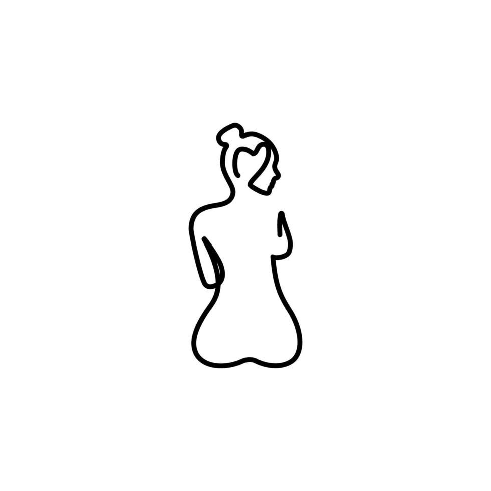 one line, body, woman vector icon