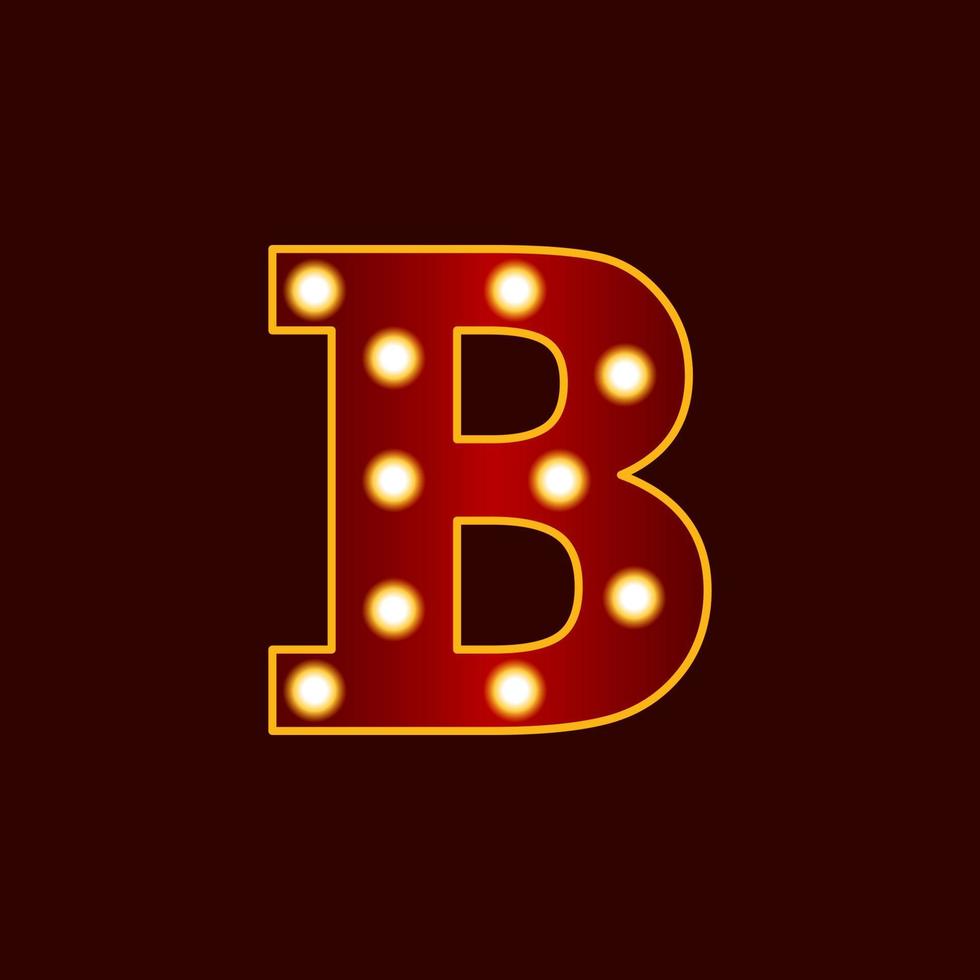 B, alphabet letter with bulb vector icon