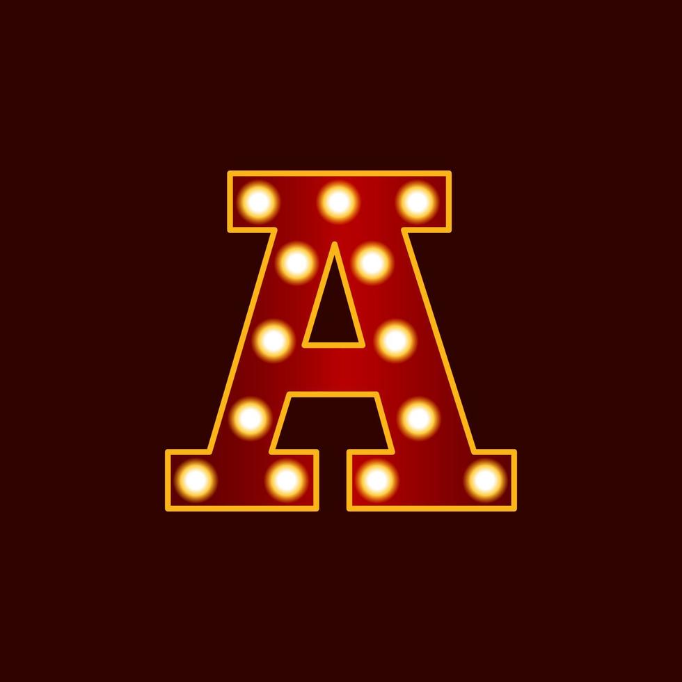 A, alphabet letter with bulb vector icon