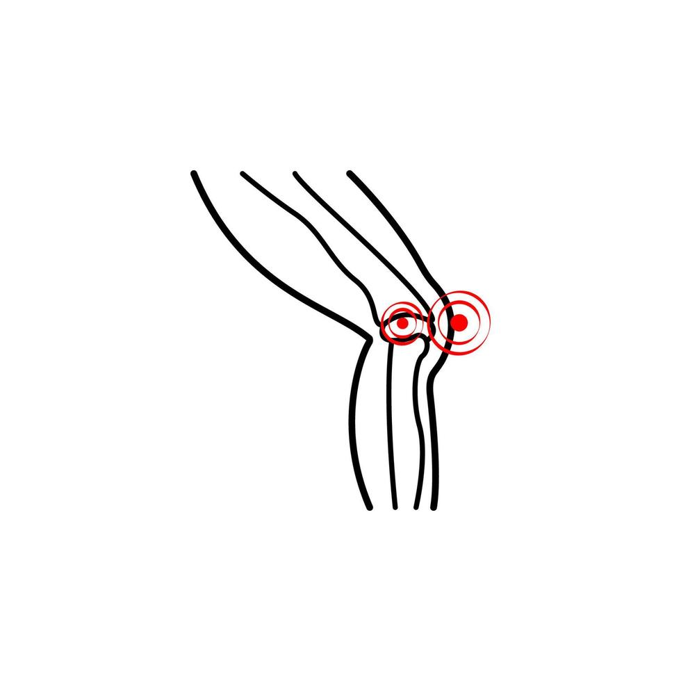 knee problems, pain vector icon