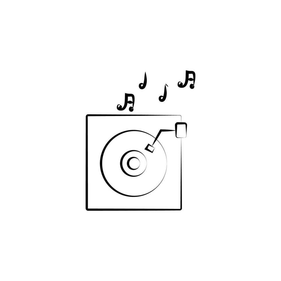 gramophone with music sketch vector icon