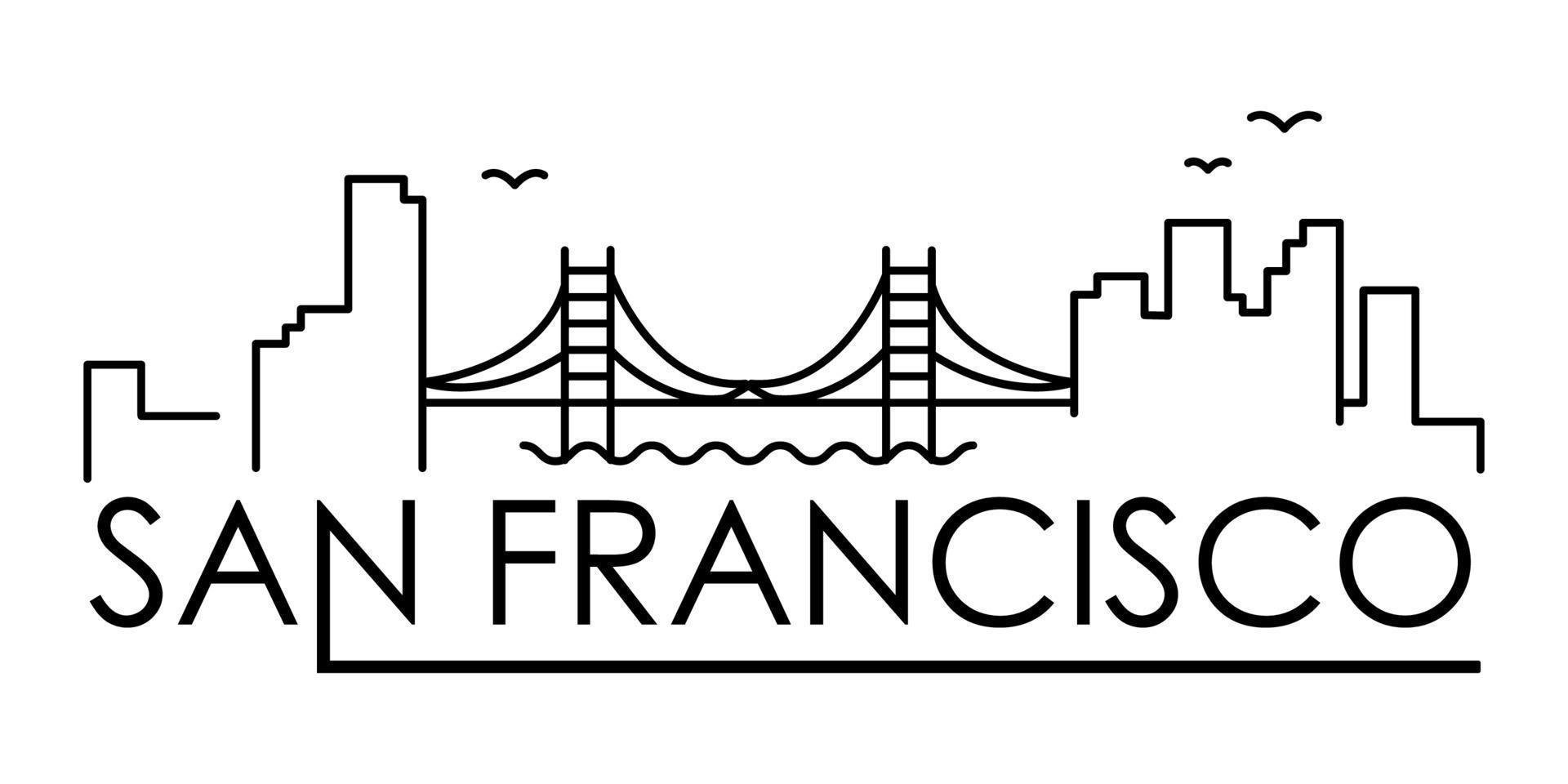 lineal bandera de san francisco ciudad vector icono