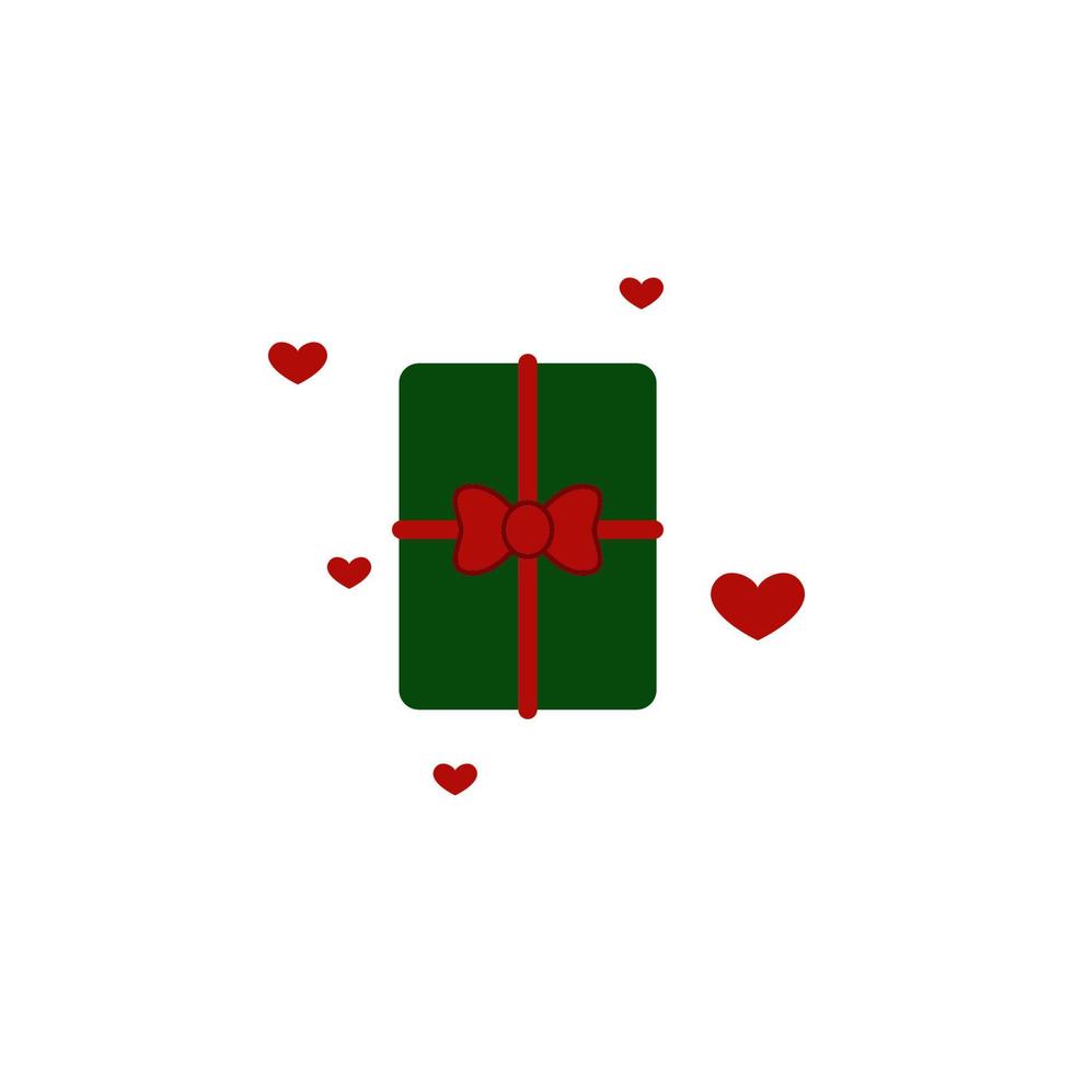 regalo, cinta, corazón color vector icono