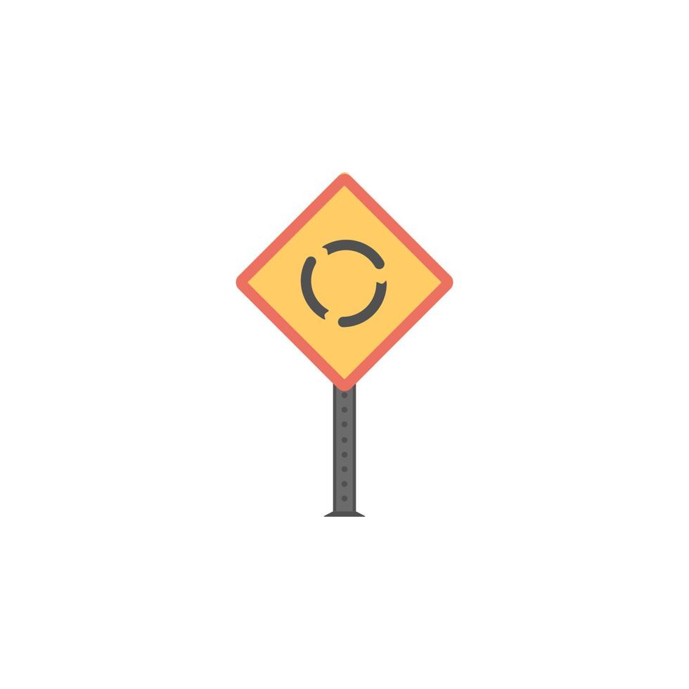 Roundabout ahead colored vector icon