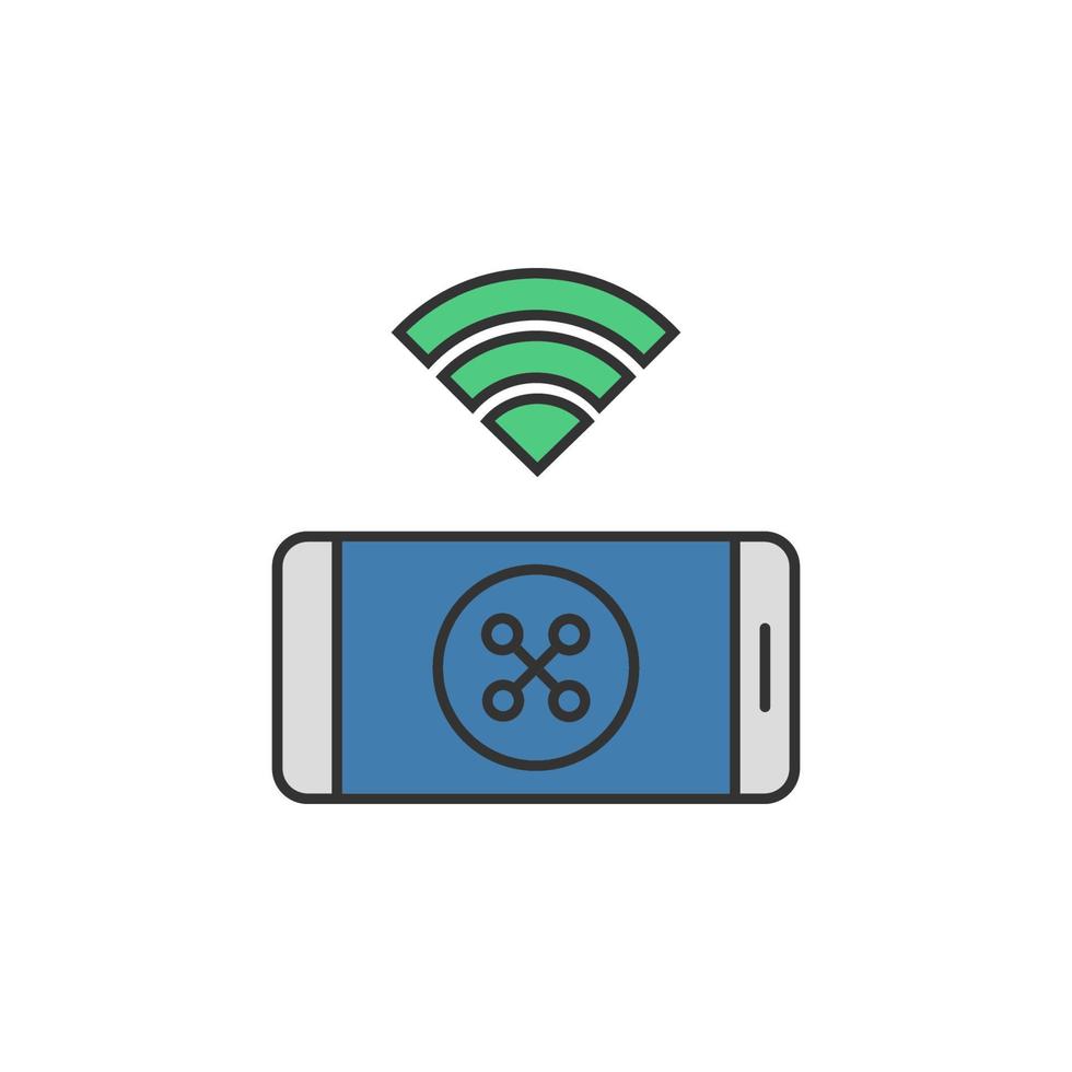 Mobile drone control wireless colored vector icon
