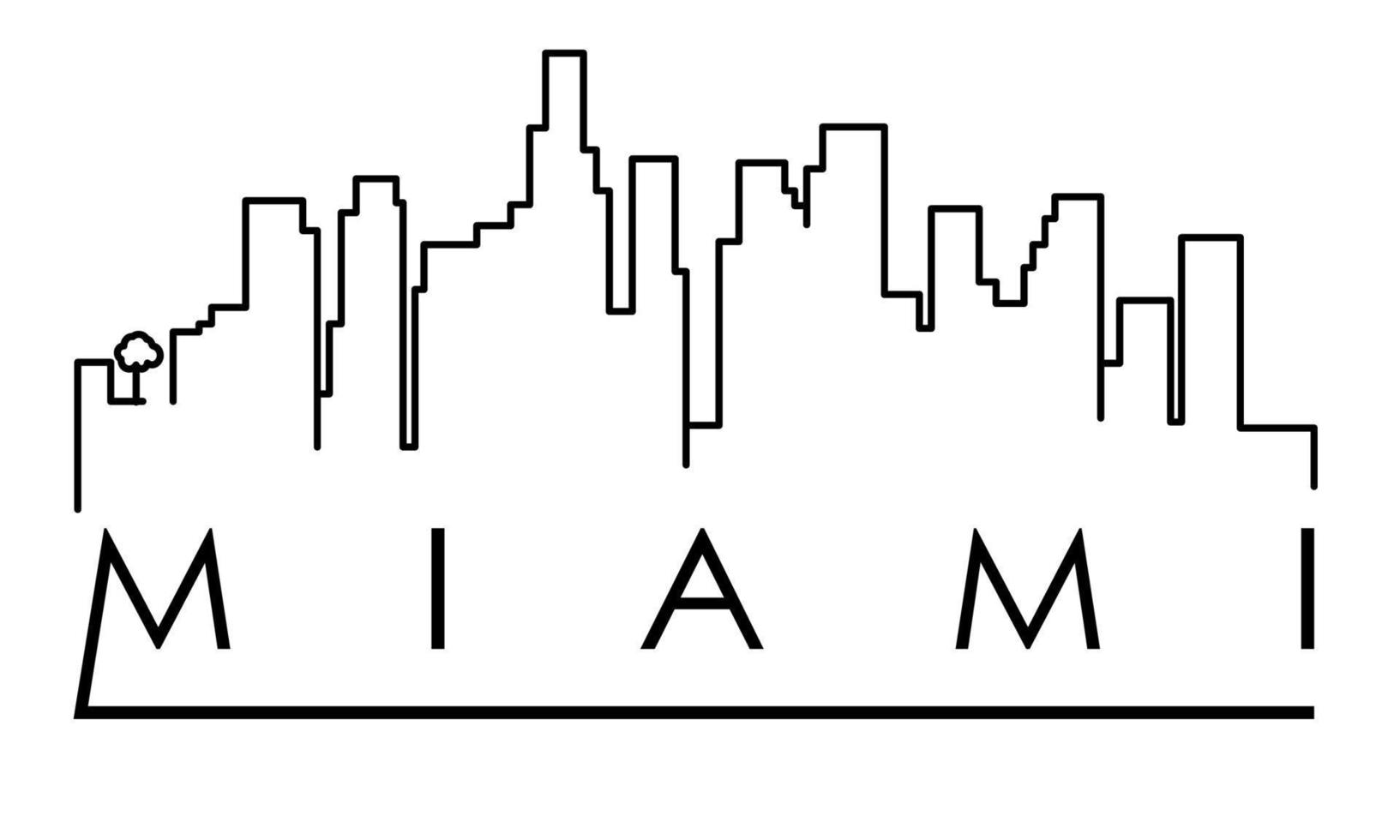 Miami City Line Silhouette Typographic Design vector icon