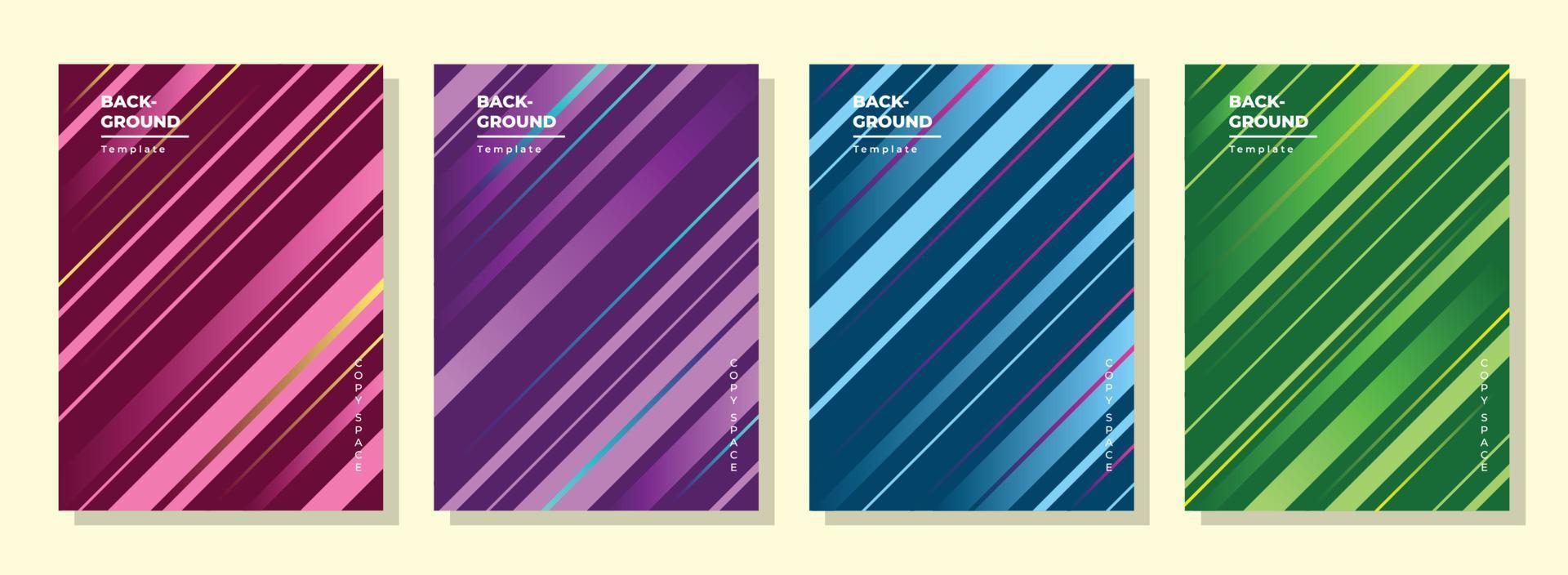 Colorful geometric stripes background template copy space set for poster, banner, or brochure vector