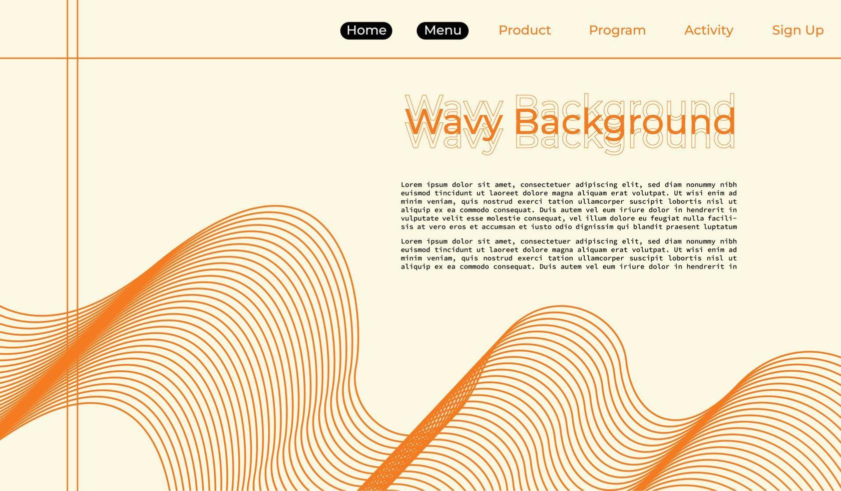 Wavy lines background template copy space for landing page vector