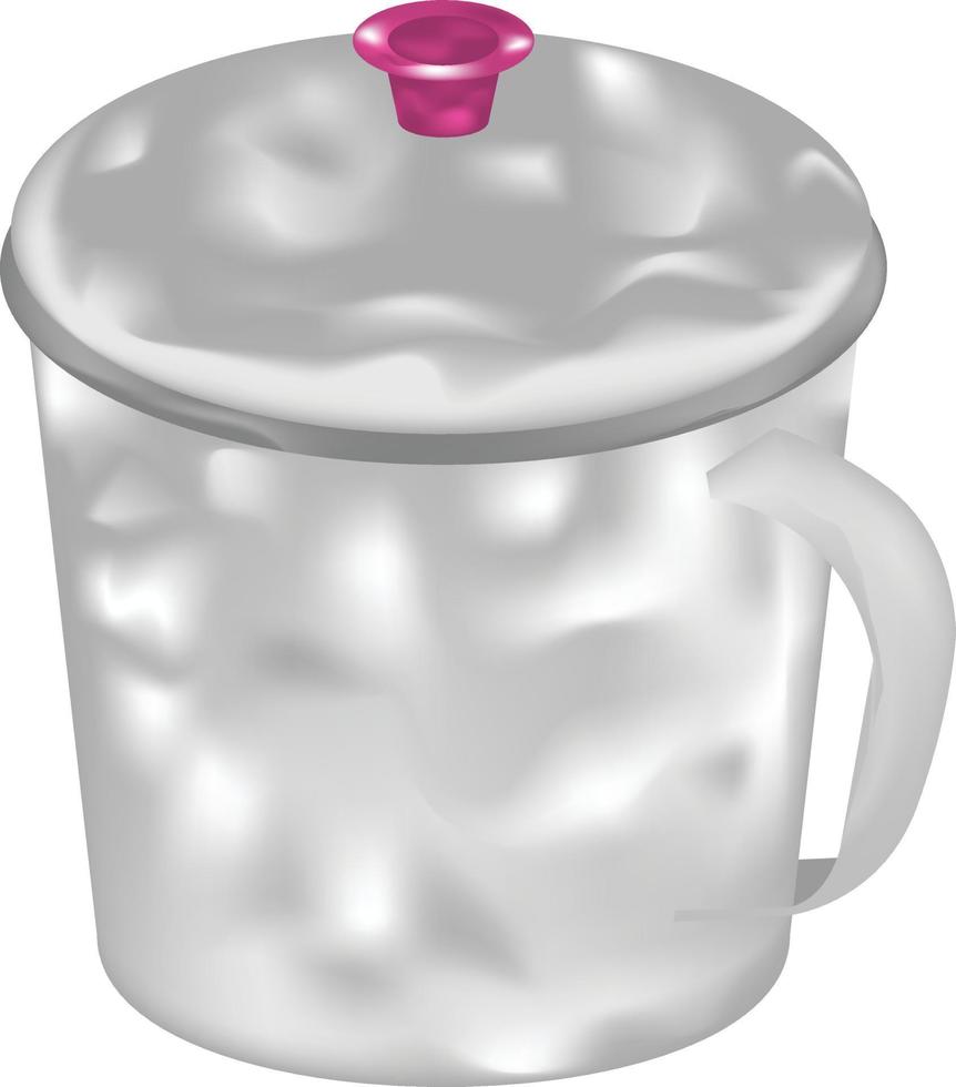 Dented stainless steel mug with lid vector design
