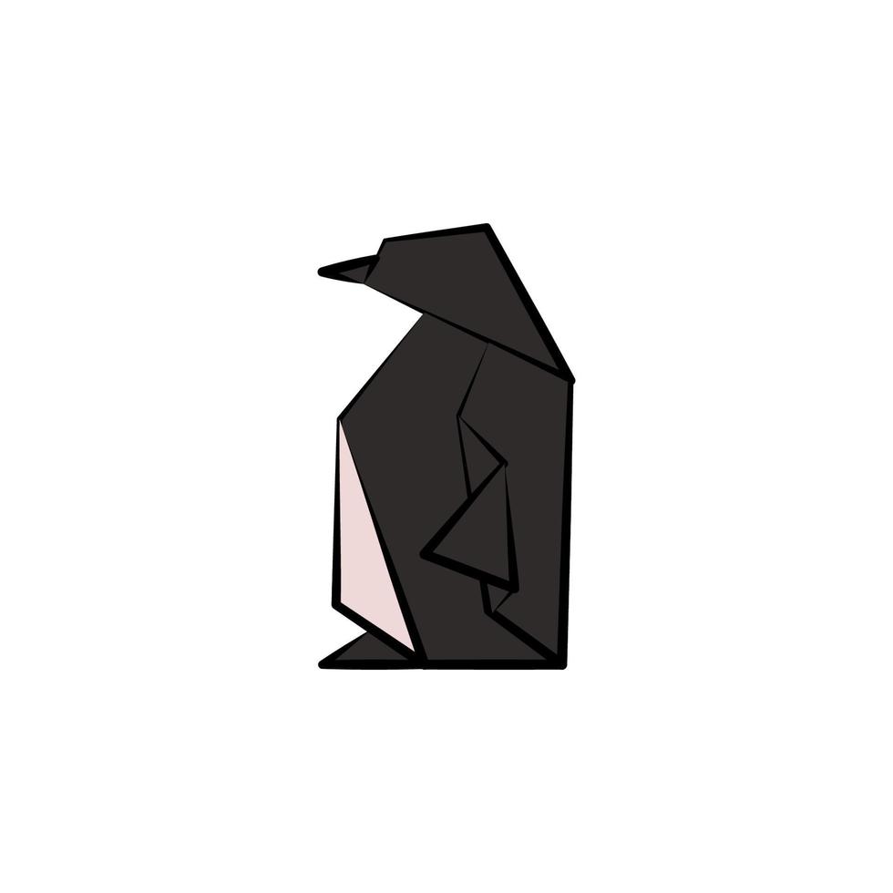 penguin colored origami style vector icon