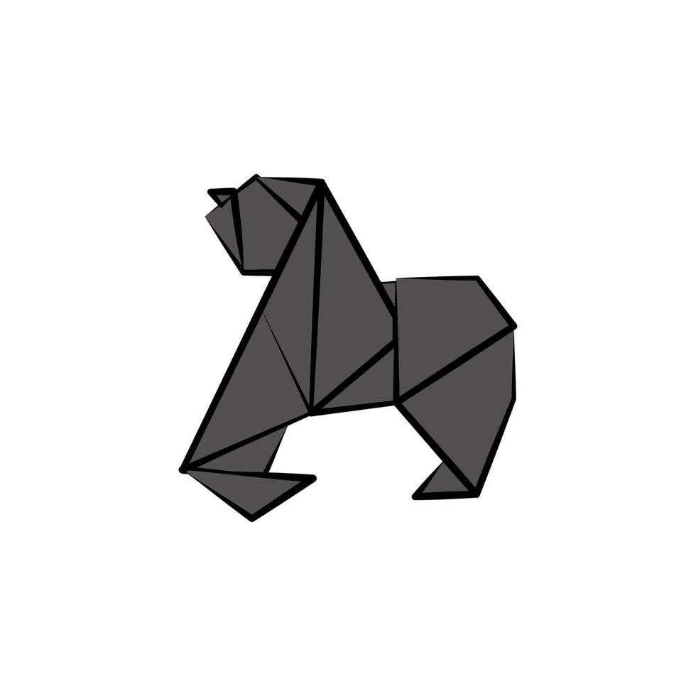 gorilla colored origami style vector icon