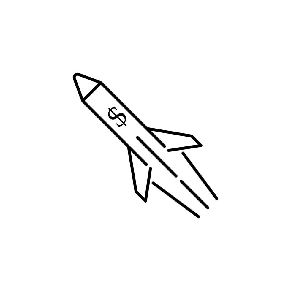 rocket dollar outline style vector icon