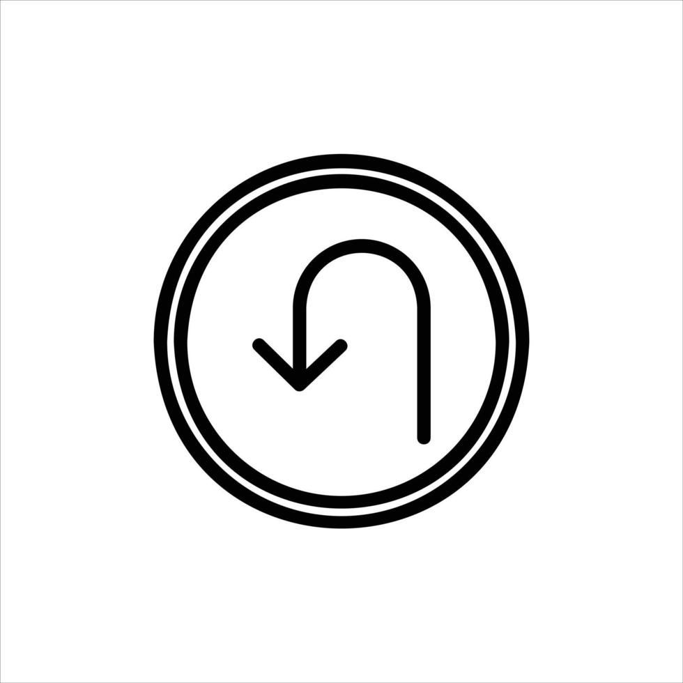 u turn in flat design style vector