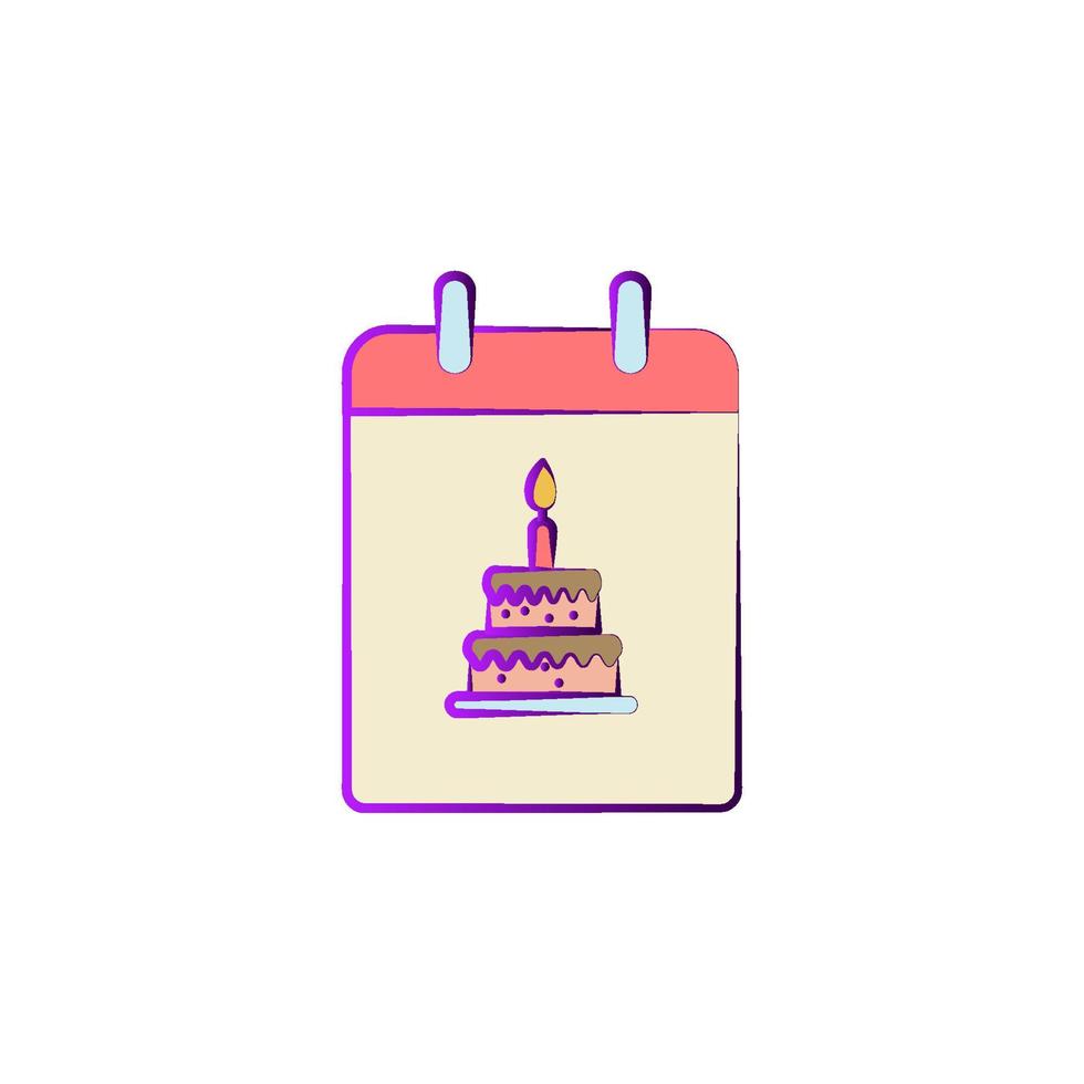 cumpleaños en el calendario de colores vector icono
