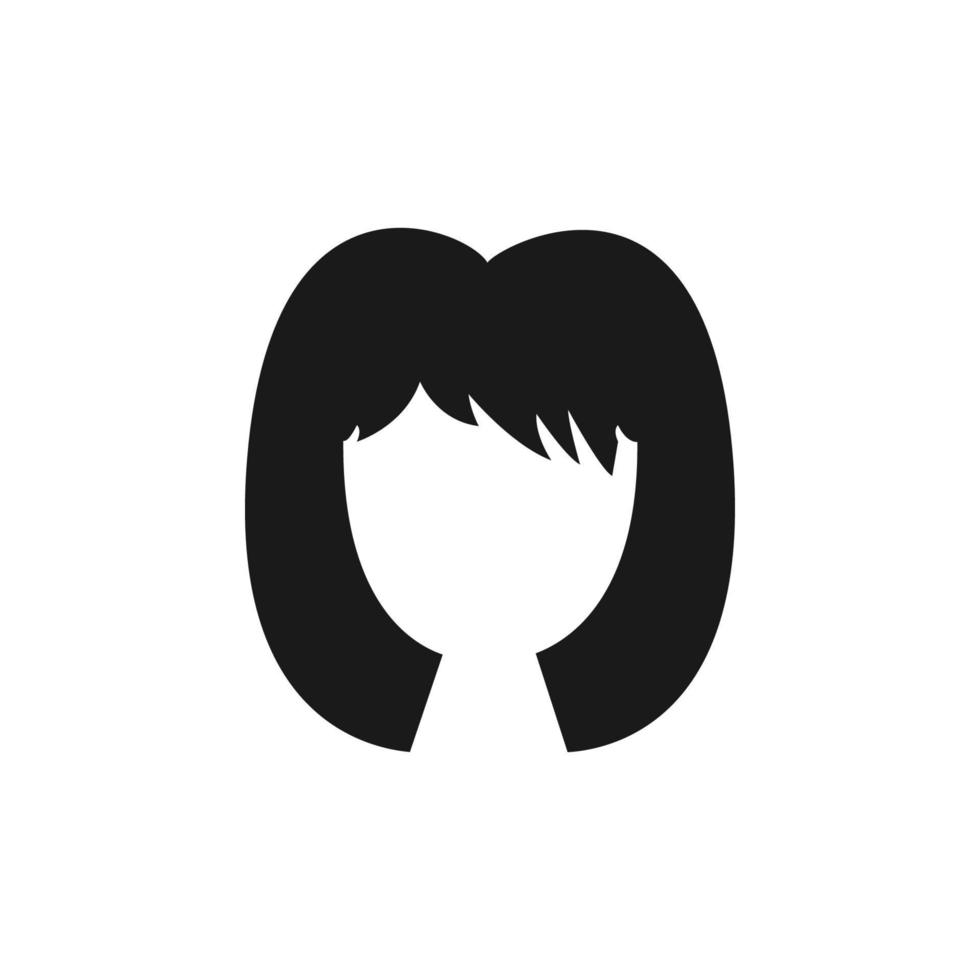 cabello, mujer, Corte de pelo loco vector icono