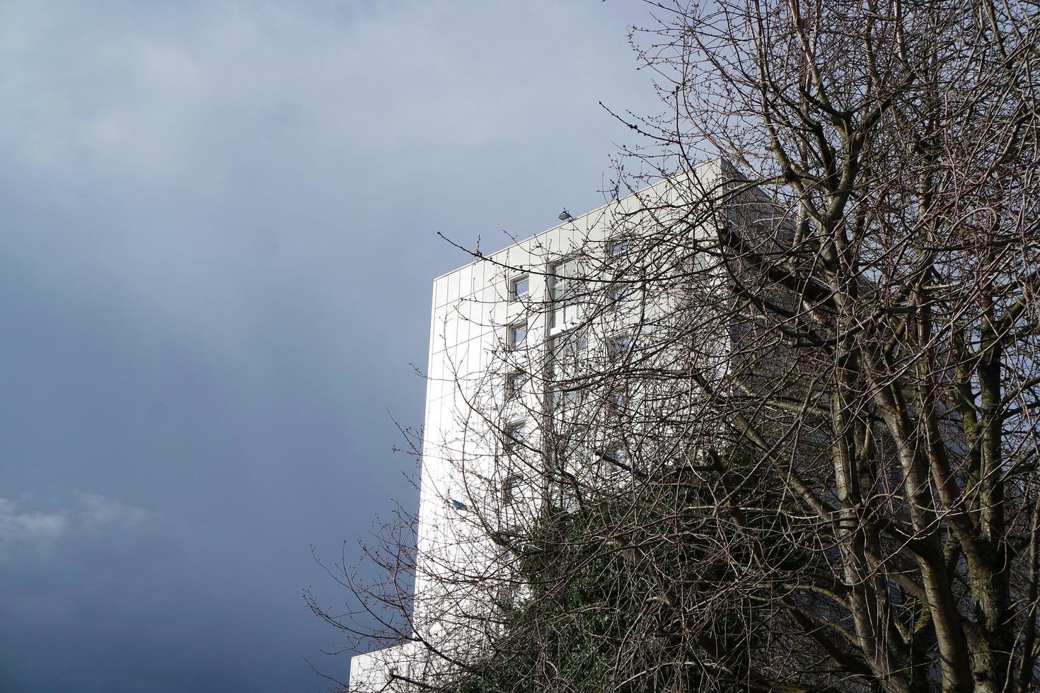 Low Angle View of Downtown City Center of British City London Luton Town of England UK. The Image Was Captured at Central Luton  City During a Cold and Cloudy Evening of 26-March-2023 photo