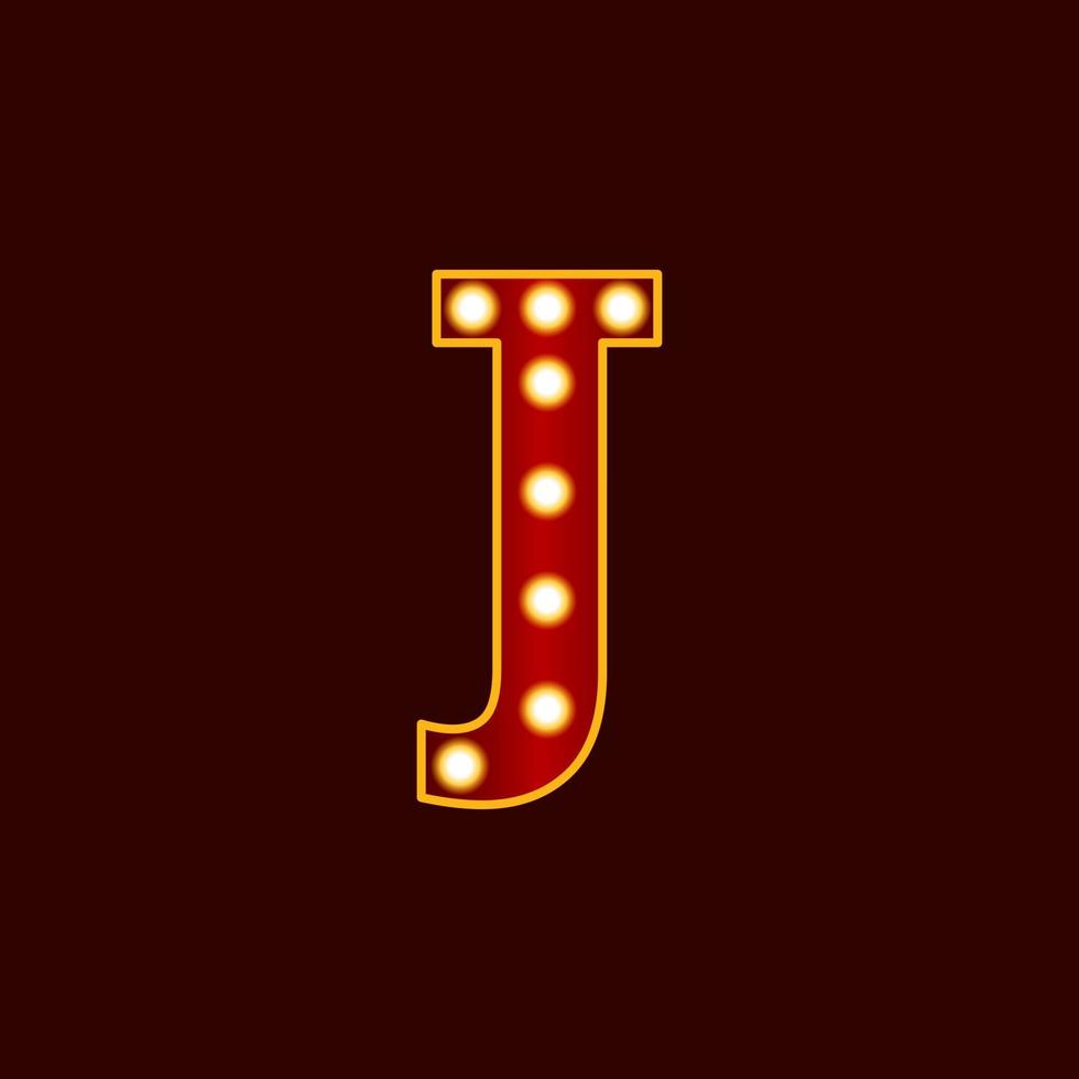 J, alphabet letter with bulb vector icon