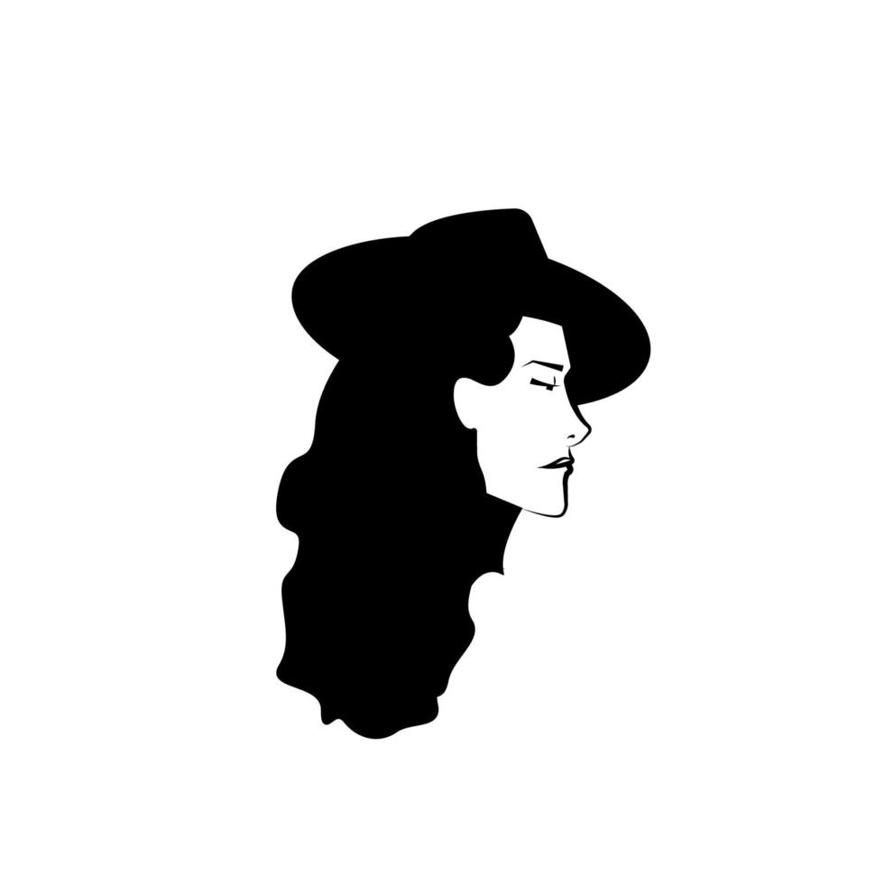 detective woman black and white vector icon