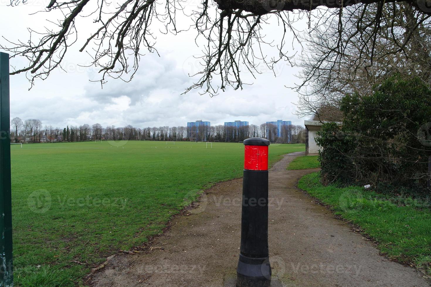 bajo ángulo ver de local público parque y hermosa arboles un claro y frío día de 22-marzo-2023 a lutón pueblo de Inglaterra Reino Unido. foto