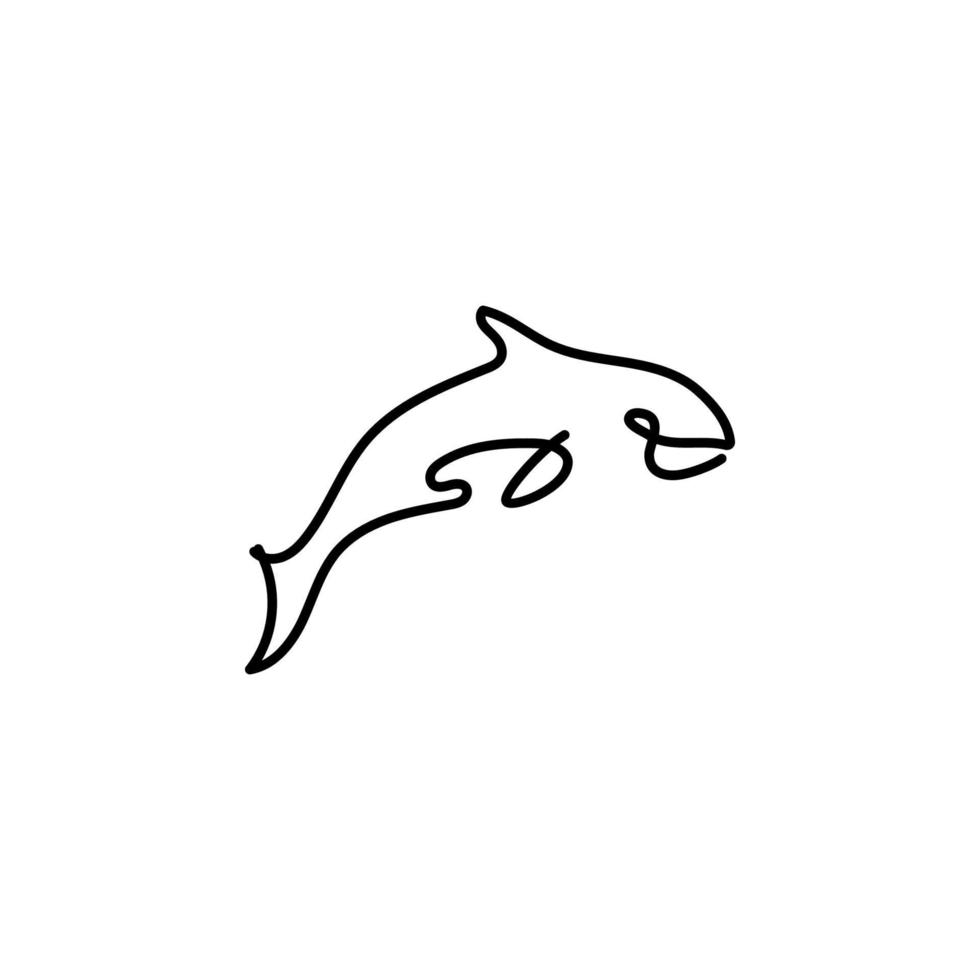 Whale one line vector icon