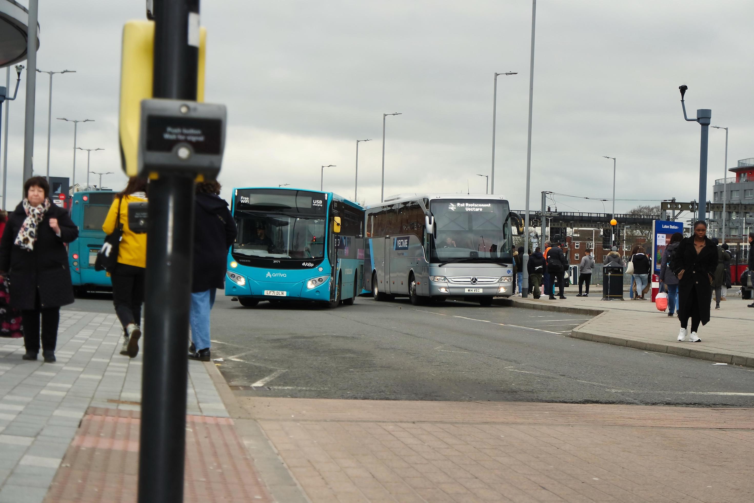 Low Angle View of Luton Central Bus Station at Main Railway Station of