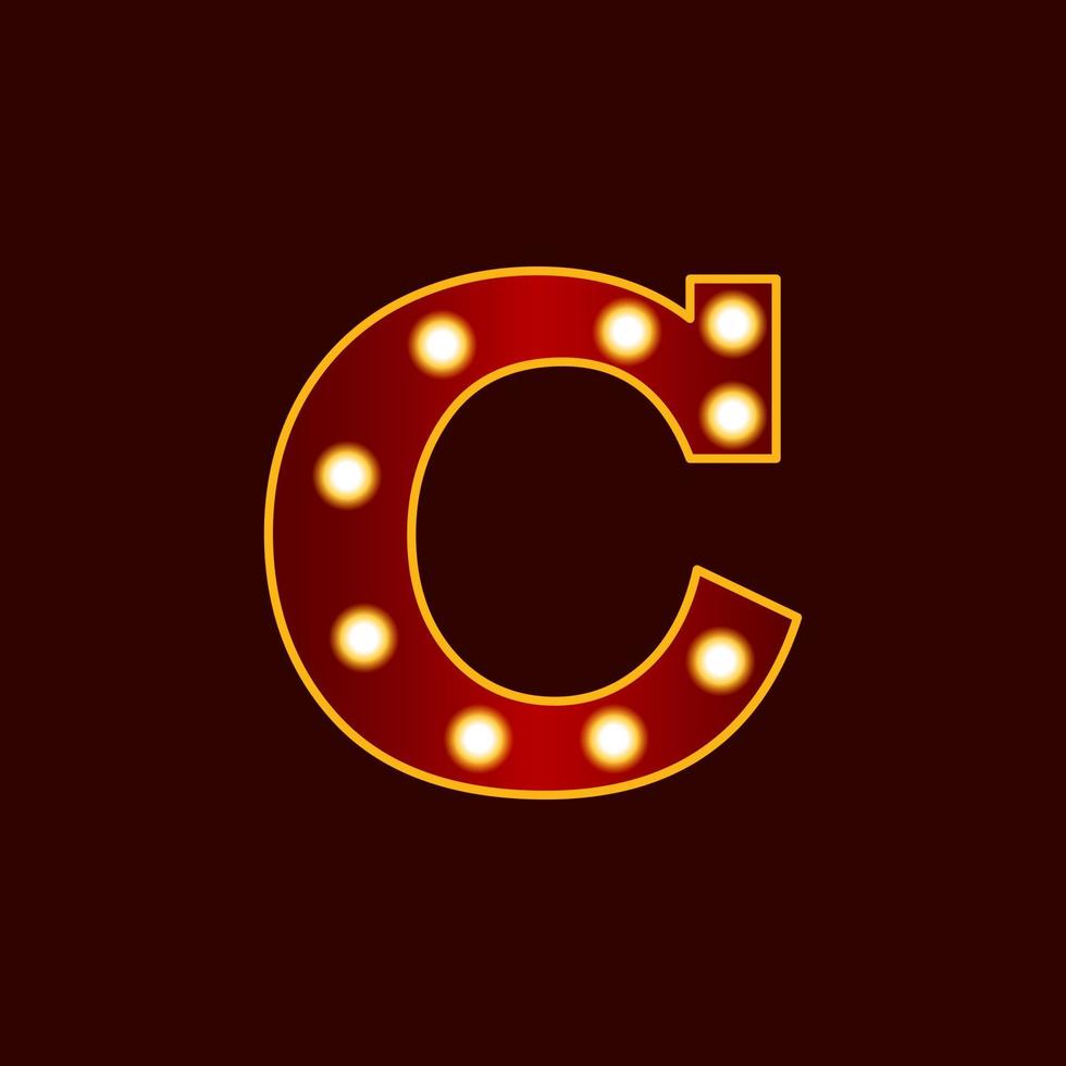 C, alphabet letter with bulb vector icon