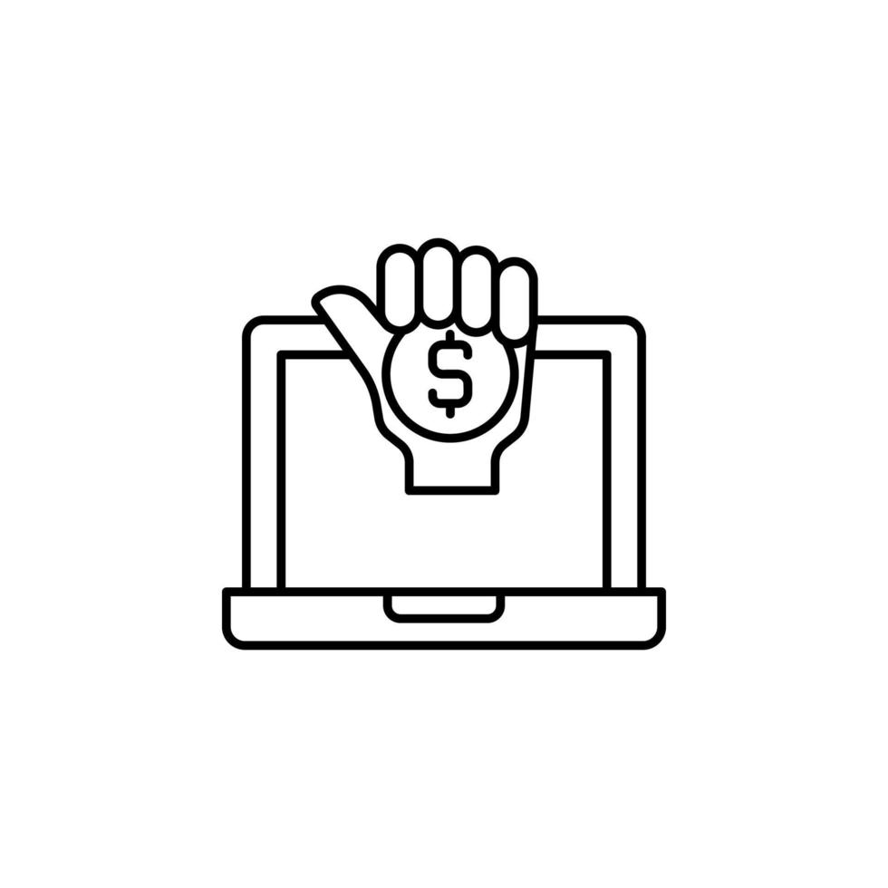 Bribe, notebook, hand vector icon