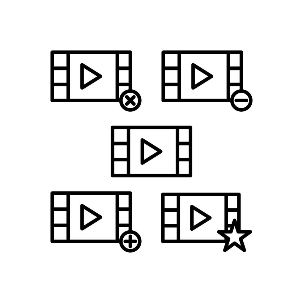 cinema, tape, delete, star, minus, plus sign vector icon