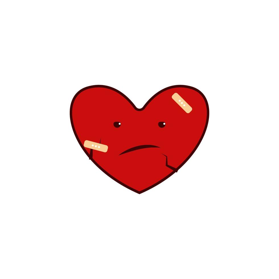 Heart, bad, red, plaster, valentine s day vector icon