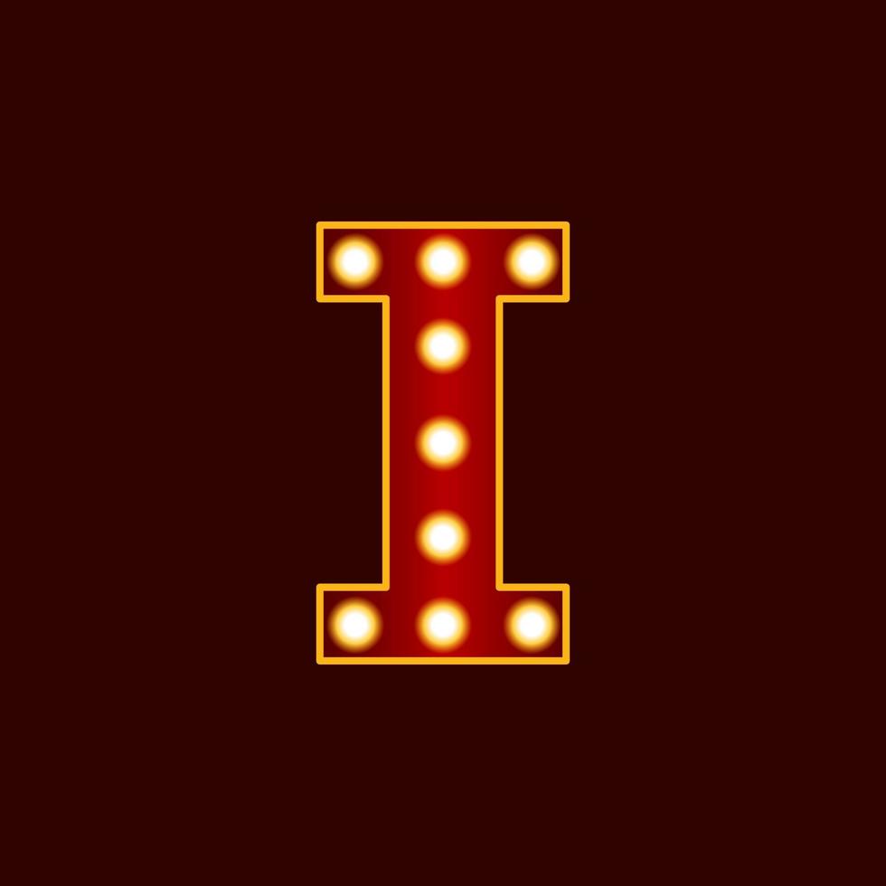 I, alphabet letter with bulb vector icon