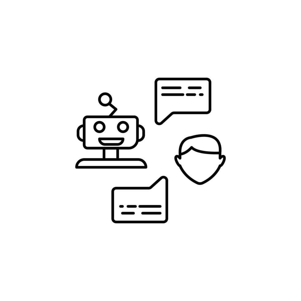 Robot and human conversation concept line vector icon