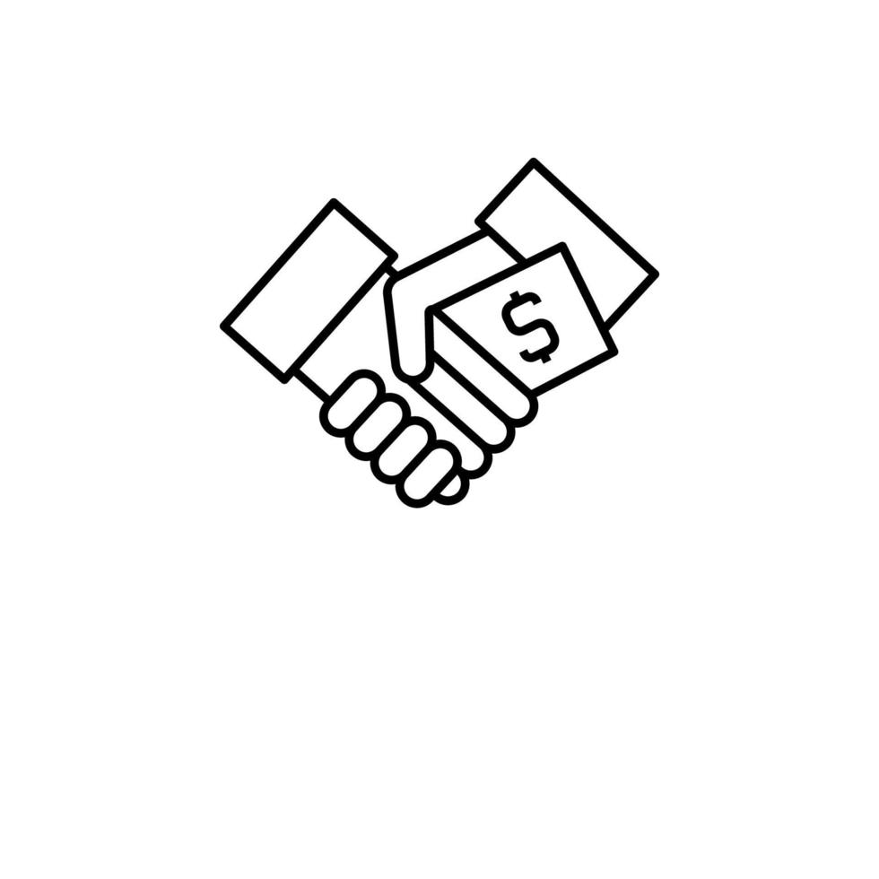 Bribe, hand shake vector icon
