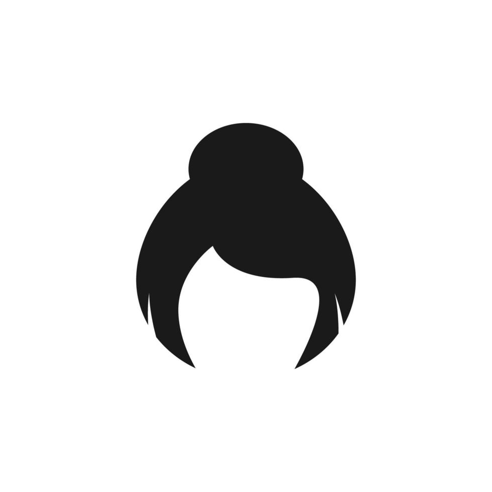 cabello, mujer, Corte de pelo bollo vector icono