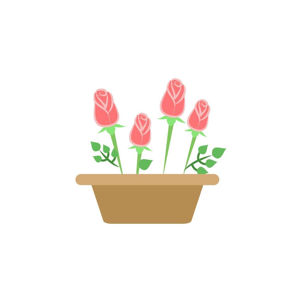 flower in a pot colored vector icon