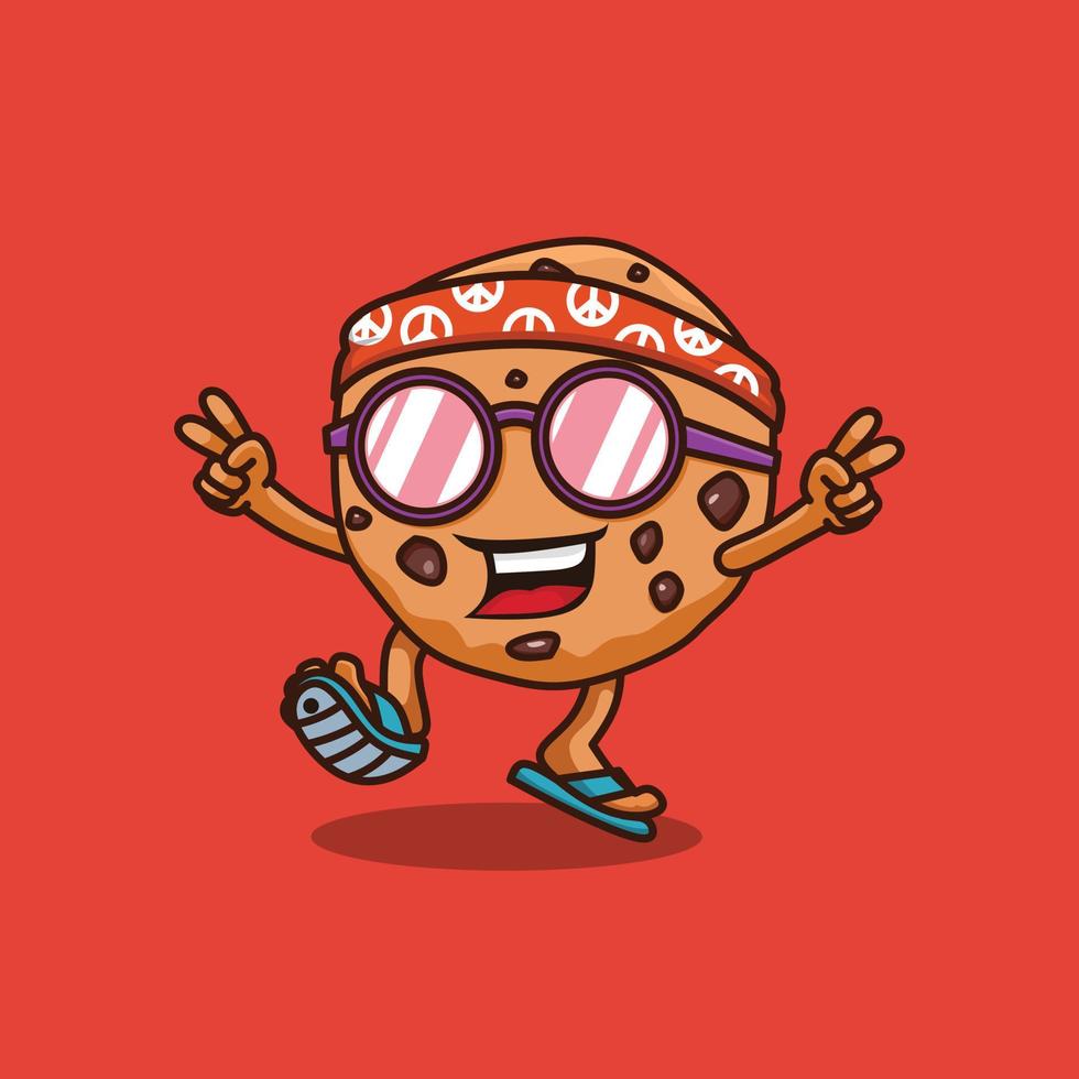 hippie cookies cartoon character vector