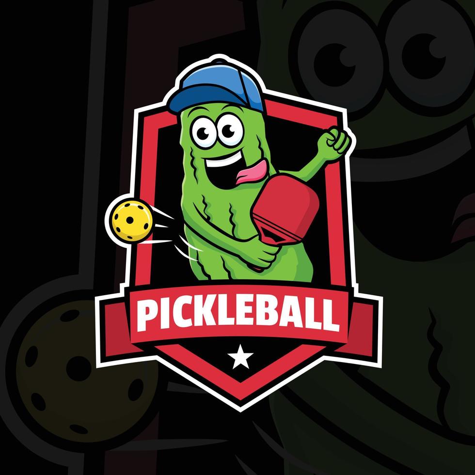 pickle mascot cartoon character for pickleball team vector