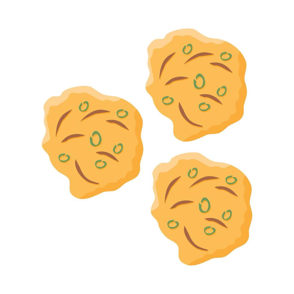 Bakwan is a vegetable fritter or gorengan from Indonesian cuisine vector