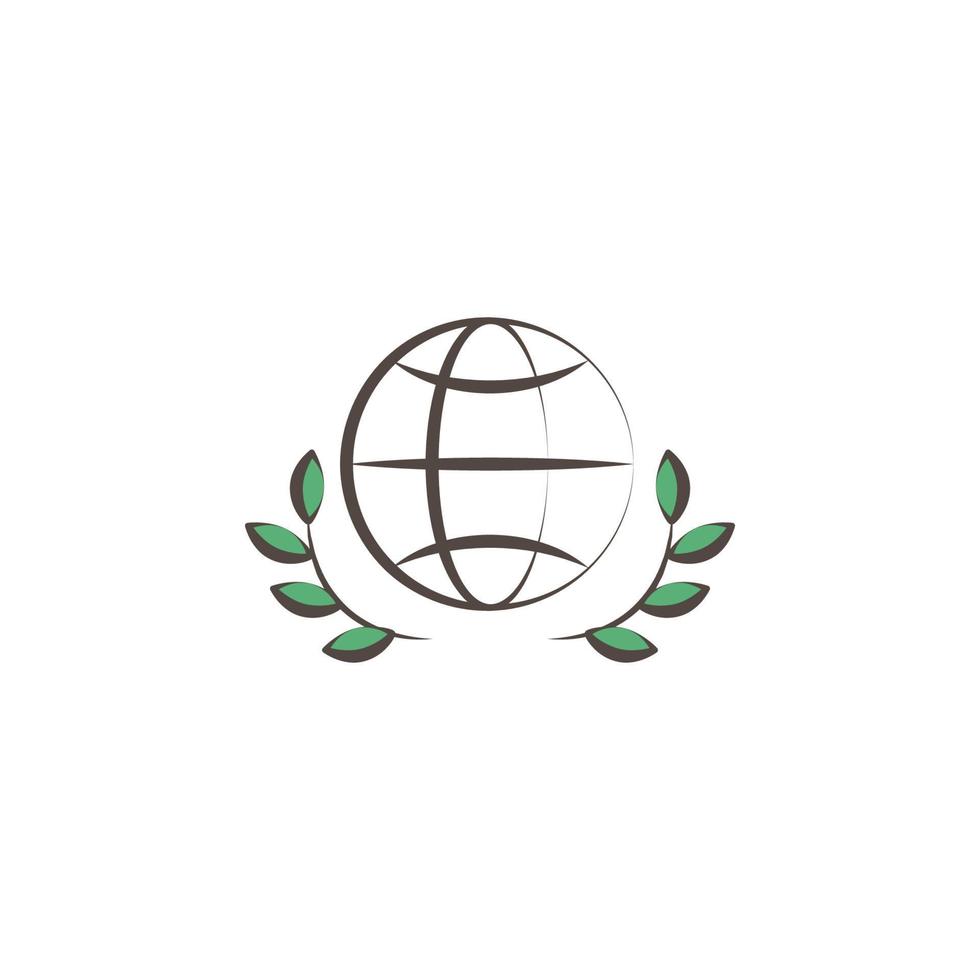 olive branch and globe sketch style vector icon