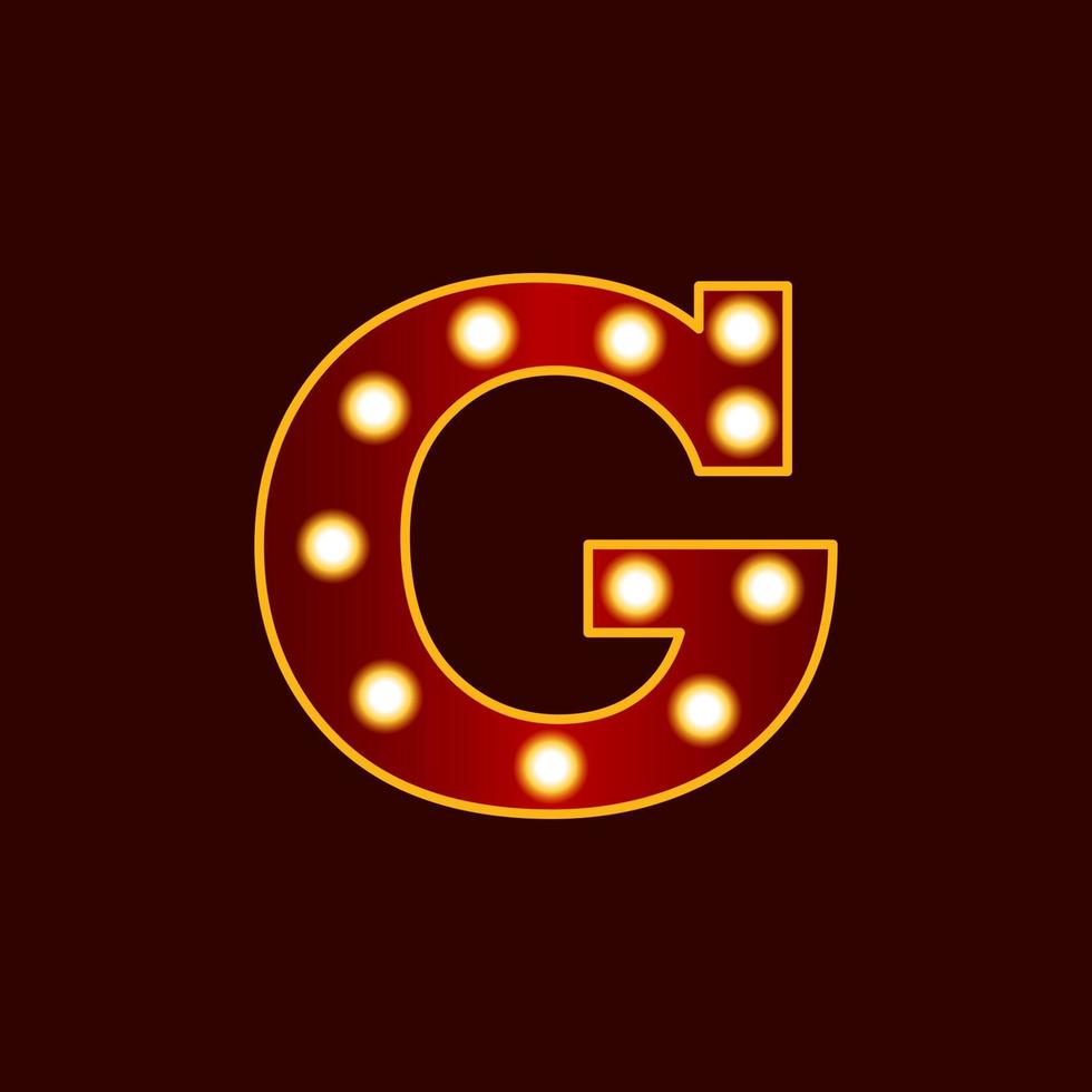 G, alphabet letter with bulb vector icon
