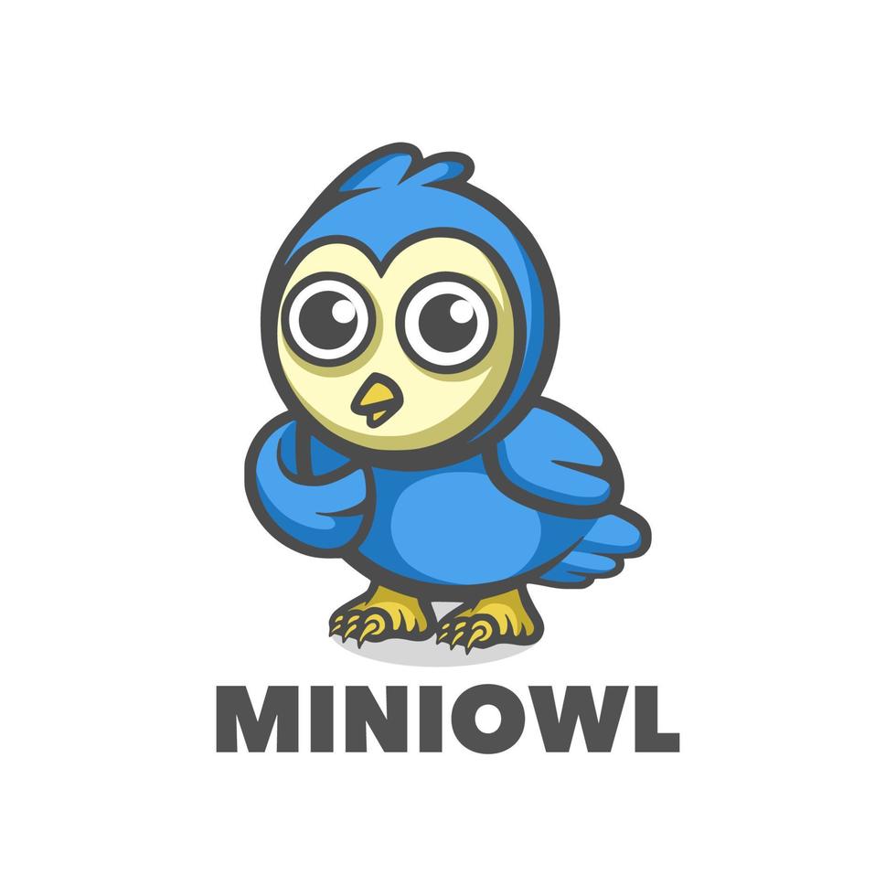 Owl blue cute mascot vector