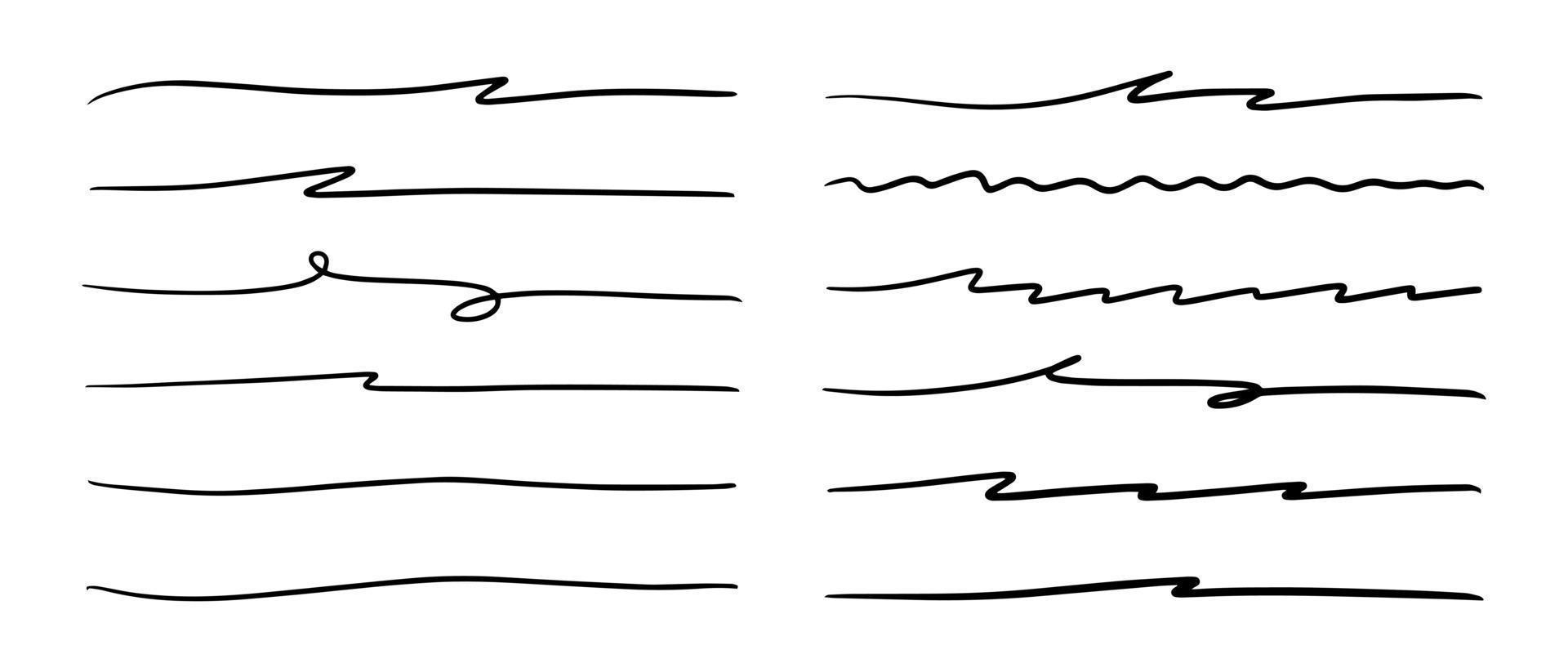 Vector set of hand drawn underline.