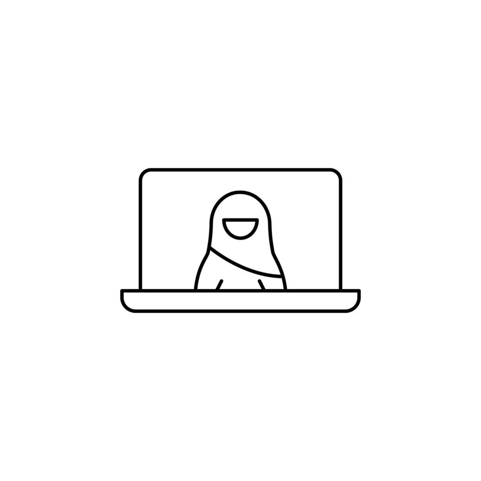 video conference, Muslim businesswoman vector icon