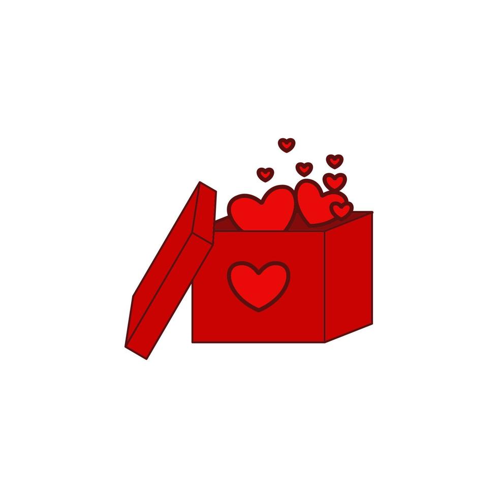 caja regalo, corazón, caja en corazón, enamorado s día vector icono