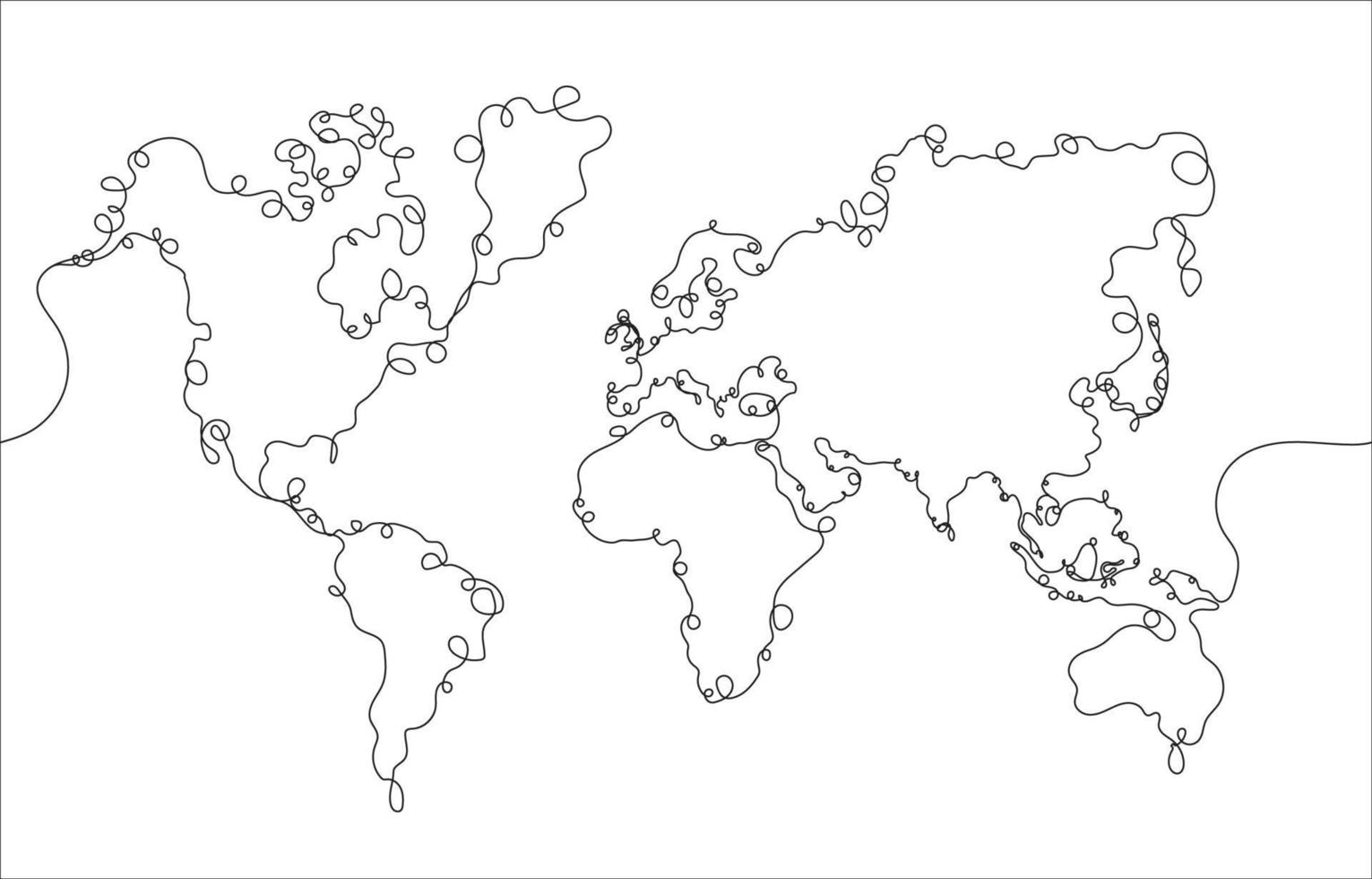 One Stroke Art World Map vector