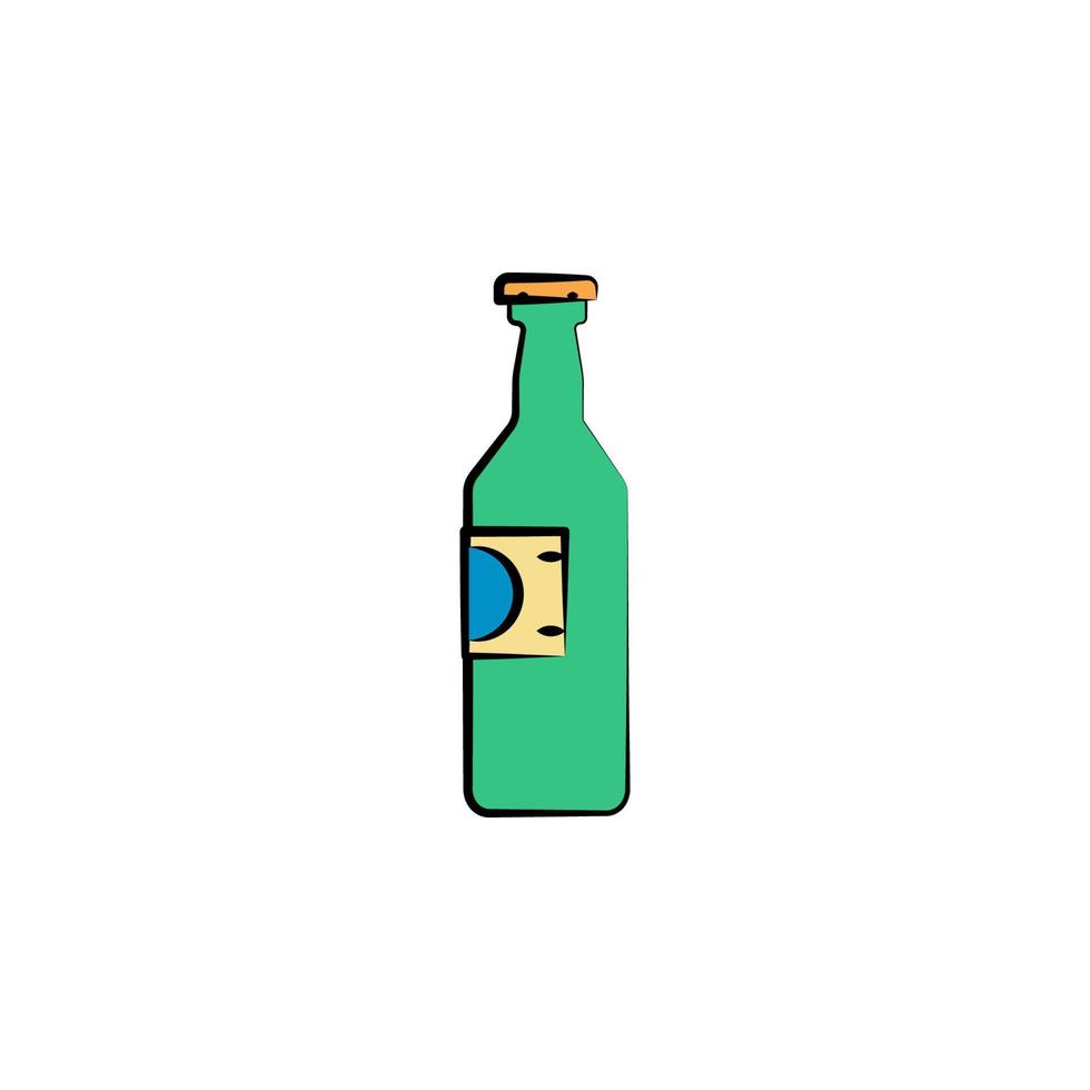 bottle of beer colored sketch style vector icon