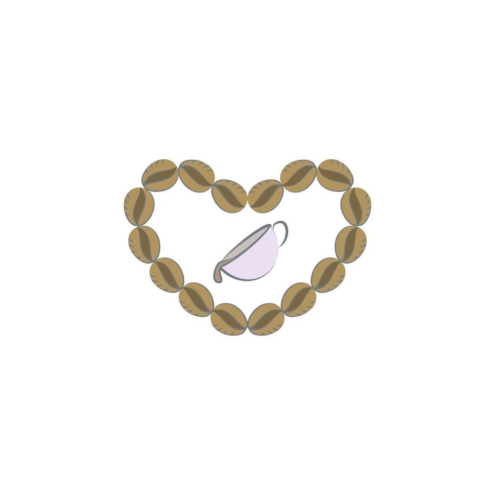 heart coffee beans colored vector icon