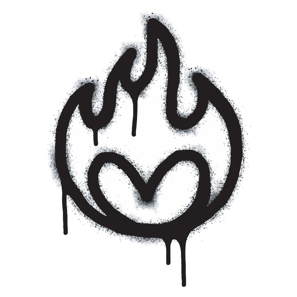 Spray Painted Graffiti Fire flame icon Sprayed isolated with a white background. graffiti Fire flame icon with over spray in black over vector